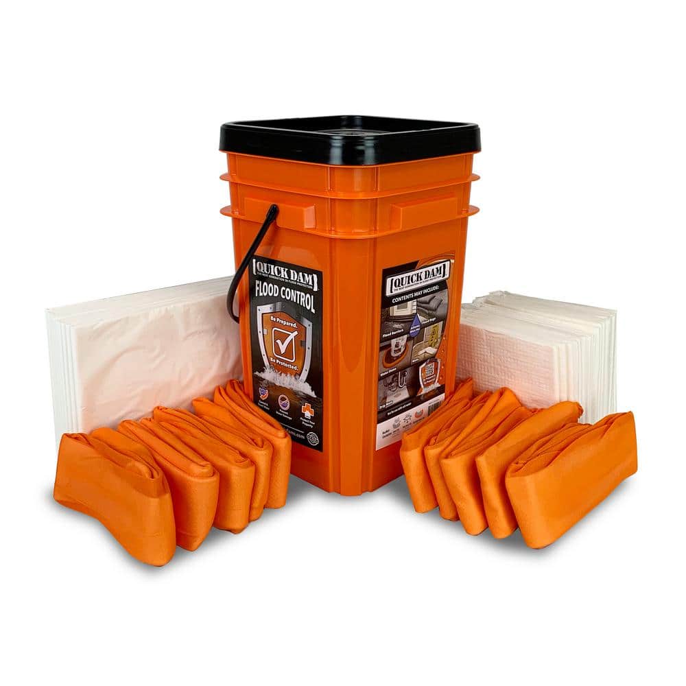 Quick Dam Grab & Go Flood Control Kit - Includes (5) Water Activated Jumbo  Flood Bags