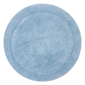 Waterford Collection 100% Cotton Tufted Non-Slip Bath Rug, 30 in. Round, Blue