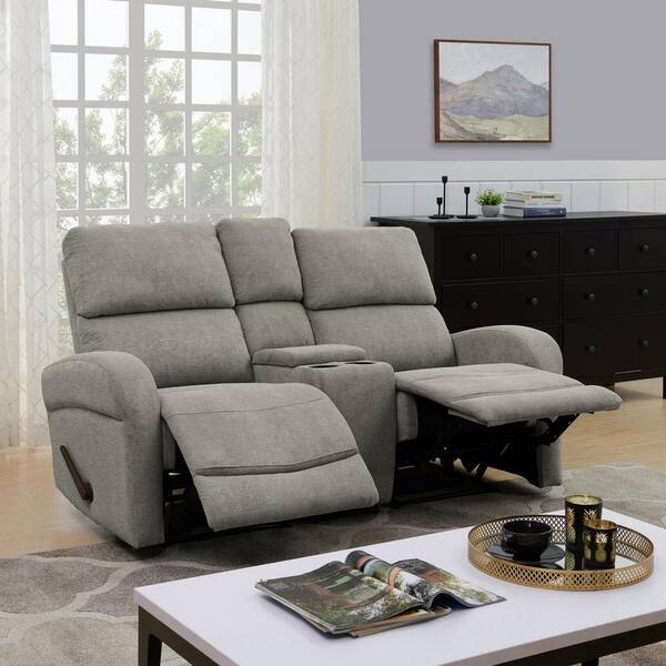 ProLounger 70.4 in. Warm Gray Chenille Polyester 2-Seater Reclining ...