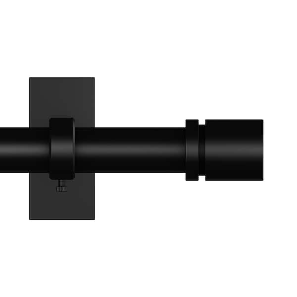 72 in. - 144 in. Telescoping 1 in Single Rod Set Deco Bracket in Matte Black with Elevated Cap Finial
