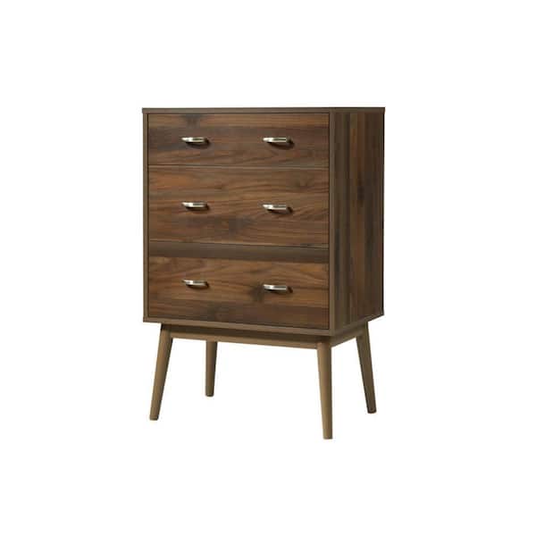 4D Concepts Montage Mid-Century 3-Drawer Walnut Chest of Drawers 151003 ...