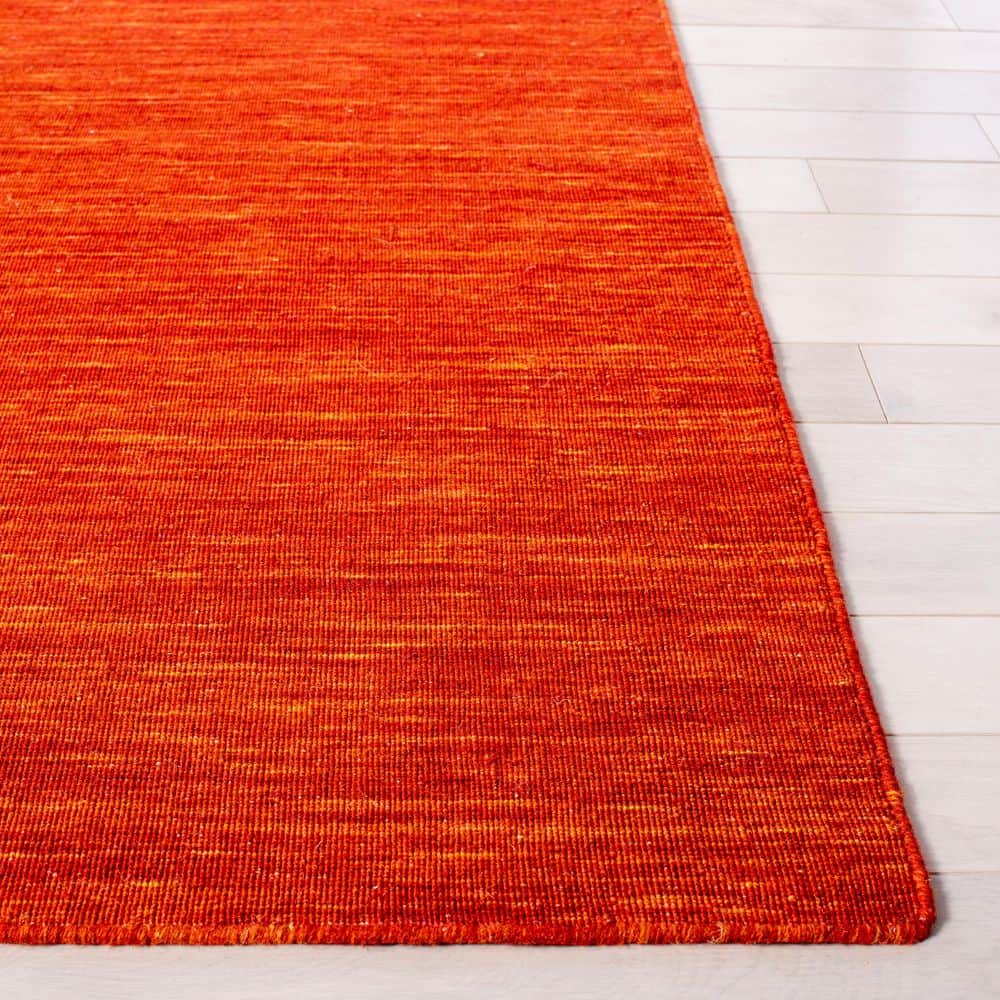 Bohemian Nomad Red Wool & Cotton 6' Square Handmade Kilim Rug