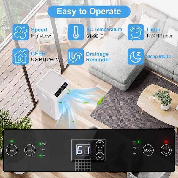 Unbranded - 10,000 BTU Portable Air Conditioners for Room Up to 450 sq. ft. with Dehumidifier, fan, Remote and Wi-Fi