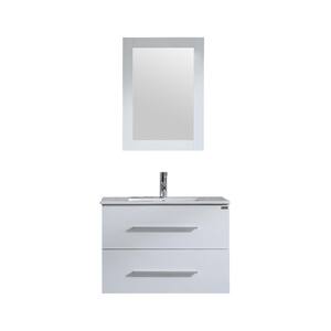 17.7 in. W x 31.5 in. D x 19.7 in. H Single Sink Vanity, White Cabinets with Top and Faucet and Mirror