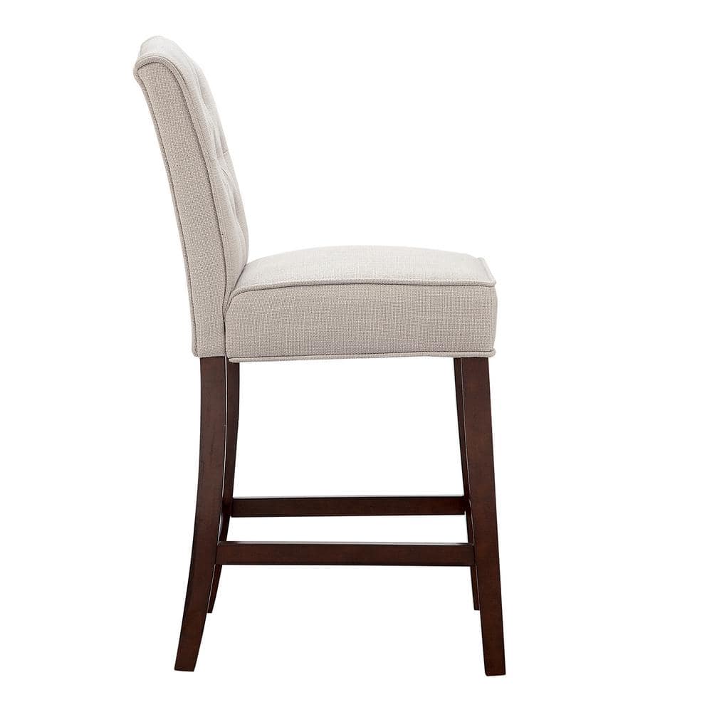 Tan Tufted Parsons Counter Stool with Espresso Birch Legs