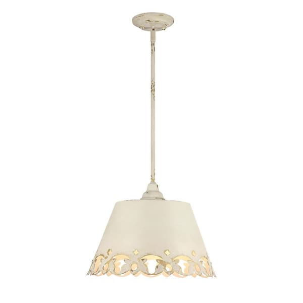 Eloise 60-Watt 3 Antique Ivory Pendant Light with Antique Ivory Shade and No Bulbs Included