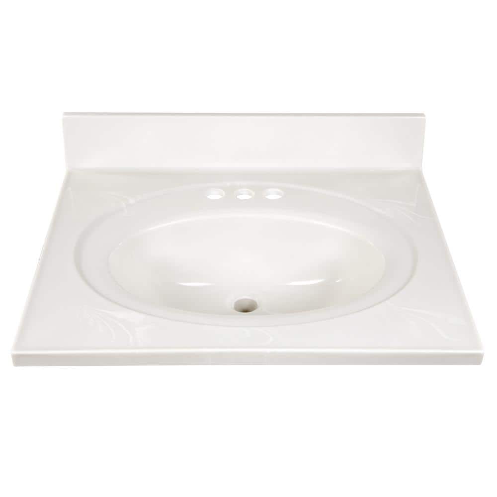 Ivory Swirl Cultured Marble Vanity Top with Backsplash, 25-Inch