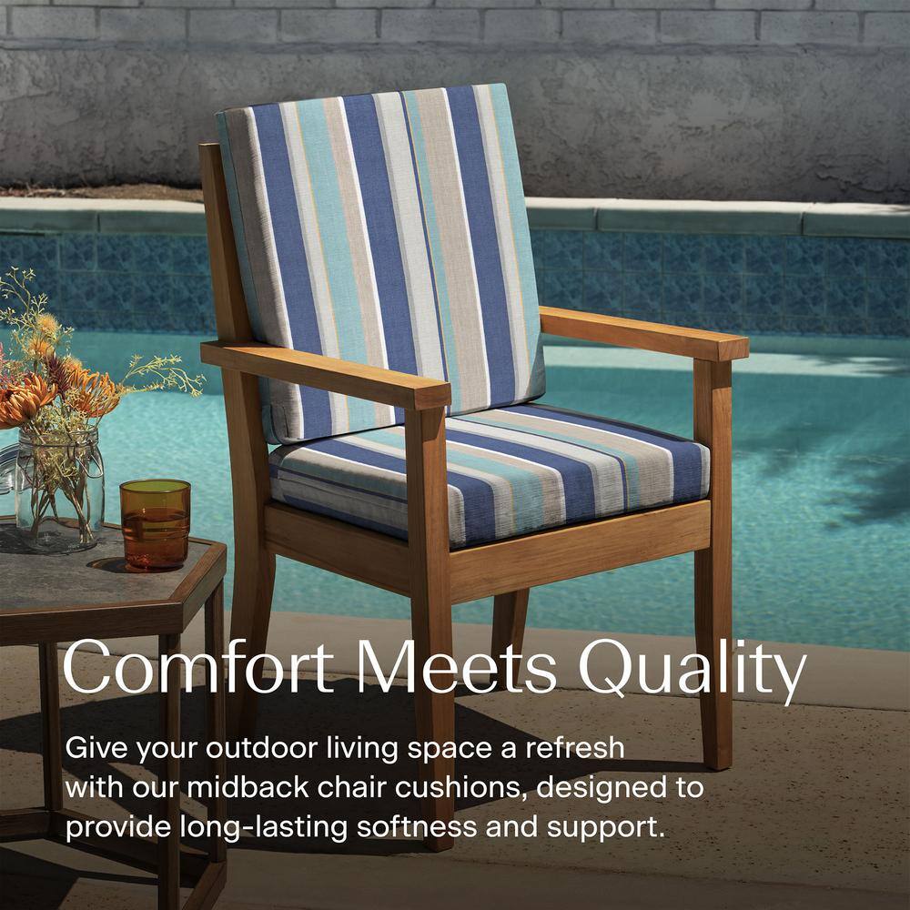 Stripe Blue & Beige Outdoor Midback Dining Chair Cushion Set