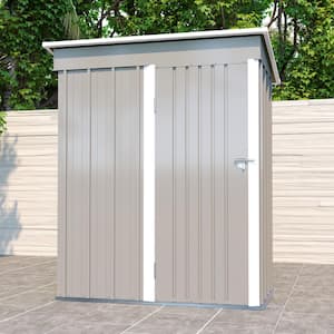 5 ft. W. x 3 ft. D Outdoor Metal Storage Shed, Tool Shed with Sloping Roof and Lockable Door, Grey (15 Sq. Ft.)