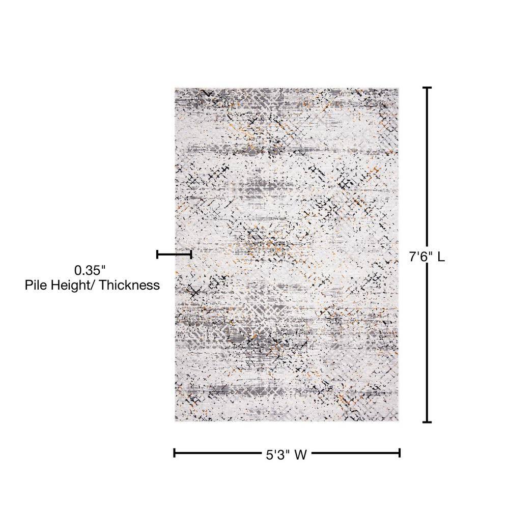 Cream and Charcoal Abstract Hand-knotted Rectangular Area Rug