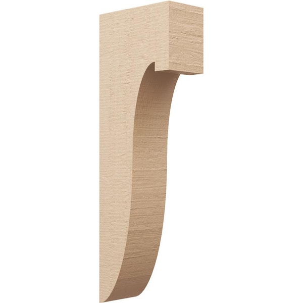 Ekena Millwork Thin Series 2 6 in. x 12 in. x 36 in. Del Monte Rough Cedar Woodgrain Timberthane Polyurethane Corbel in Primed Tan