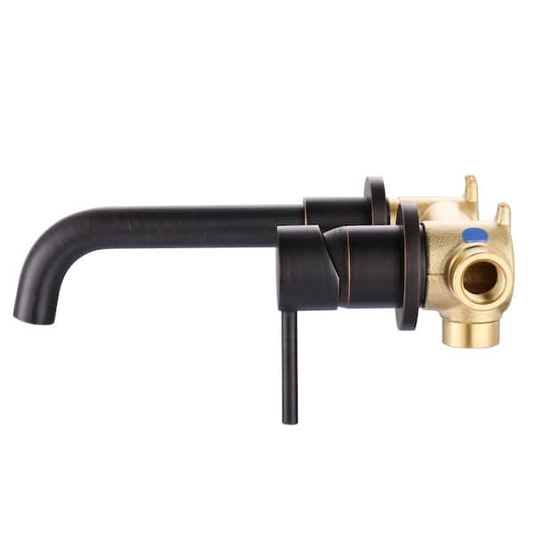 AVITAS Single Handle 2-Hole Wall Mounted Bathroom Faucet with Rough-in Brass Valve in Oil Rubbed Bronze