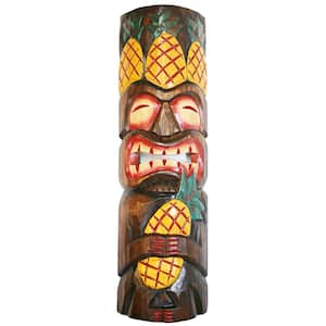 20 in. Tiki Mask Pineapple King Wood Yard Decoration