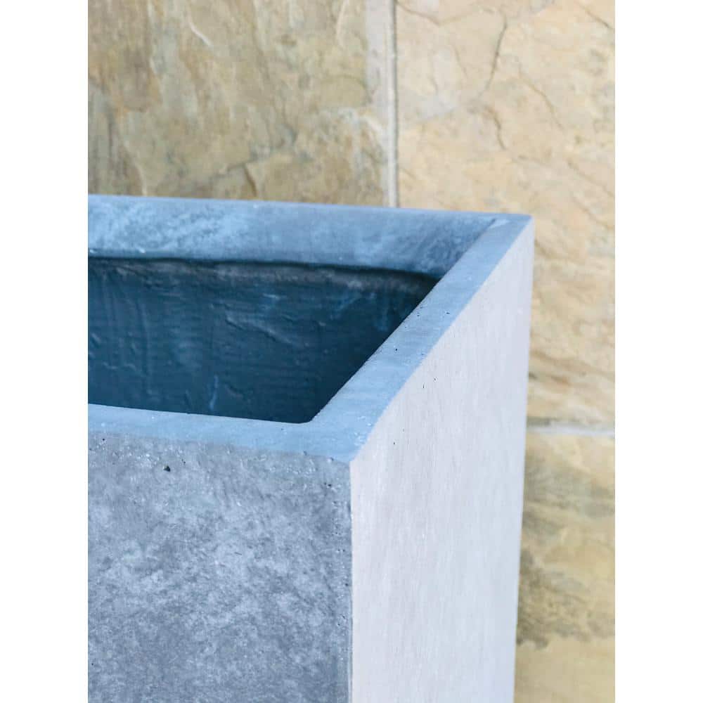 Slate Gray Tall Rectangular Lightweight Concrete Planter