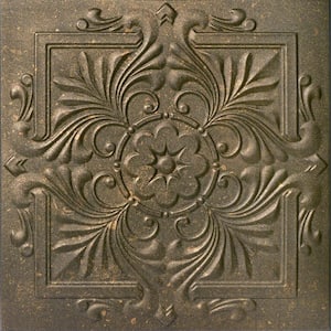 Victorian Rusted Steel 1.6 ft. x 1.6 ft. Decorative Foam Glue Up Ceiling Tile (259.2 sq. ft./case)