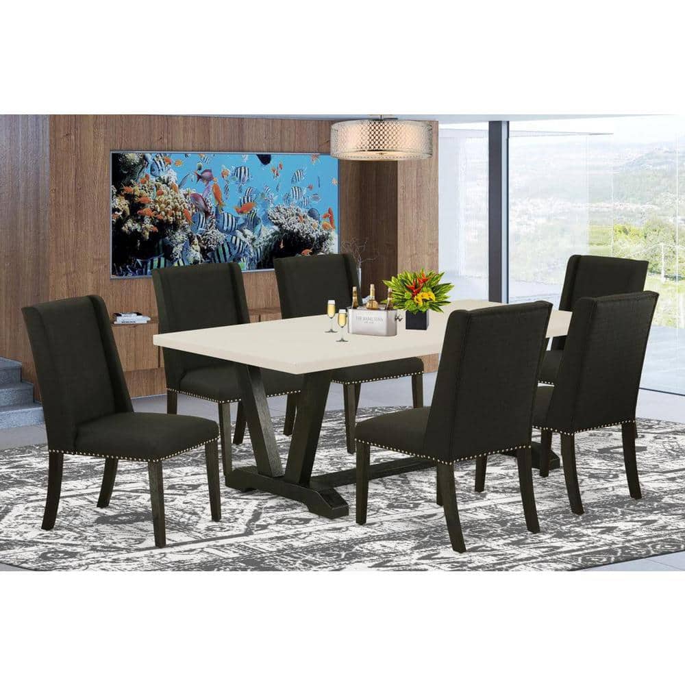 East West Furniture 7-Piece Rectangle Natural Oak Finish