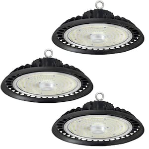 200-Watt Integrated LED Dimmable Balck High Bay Light 32000LM 5000K Daylight Commercial UFO High Bay Light IP65 (3Pack)