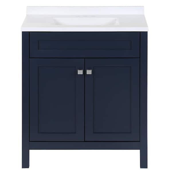 Maywell 31 in. Single Sink Blue Bath Vanity with Snow Cultured Marble Top (Assembled)