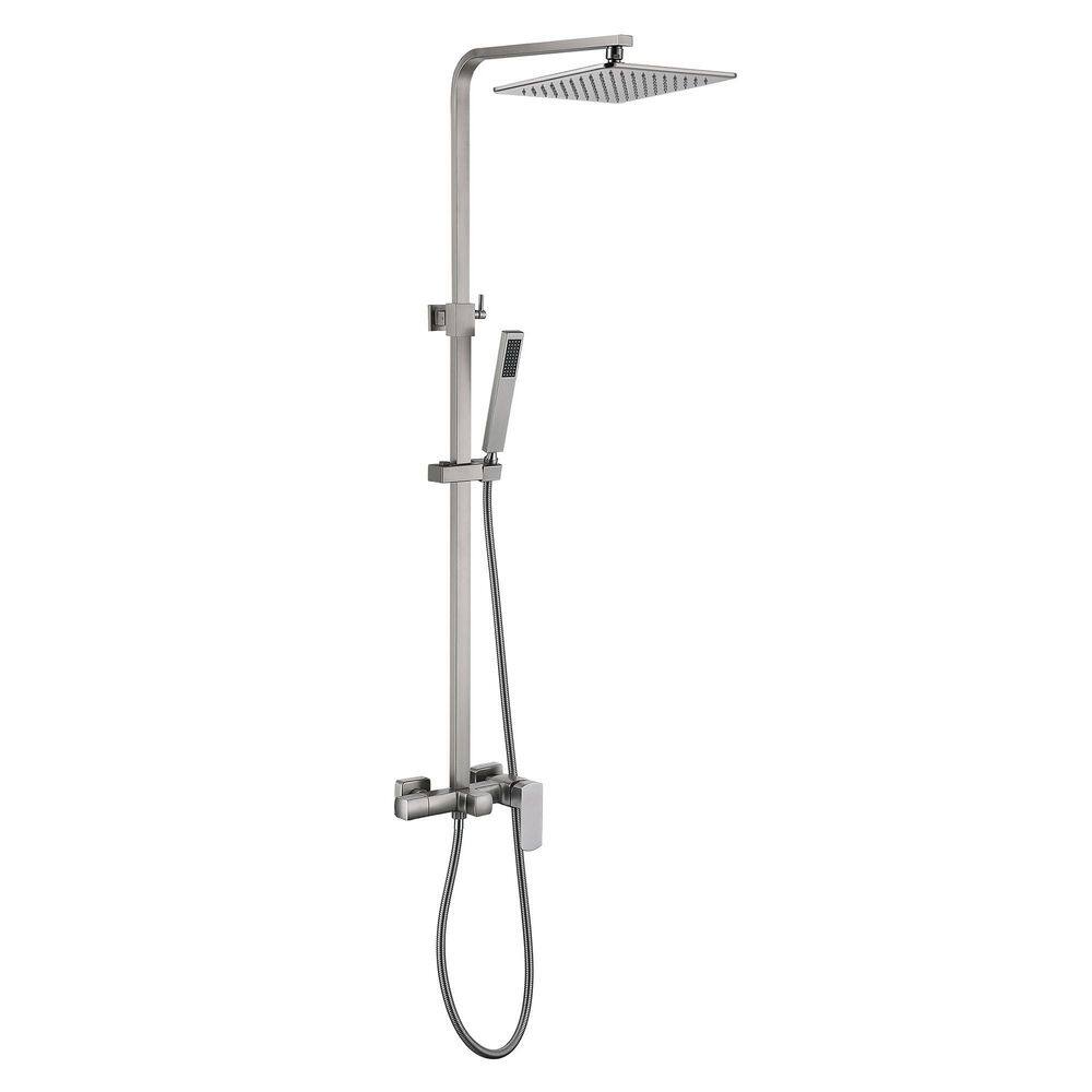 Single Handle 1-Spray Exposed Tub and Shower Faucet 1.8 GPM Wall Mount Shower System in Brushed Nickel Valve Included price history on PriceWatchPro