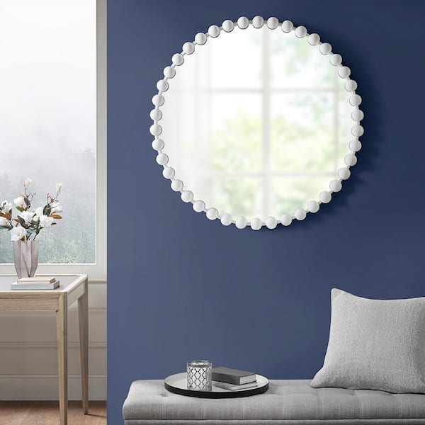 Tatahance 36 in. W x 36 in. H Round Metal Frame White Wall Tatahance 36 in. W x 36 in. H Round Metal Frame White Wall