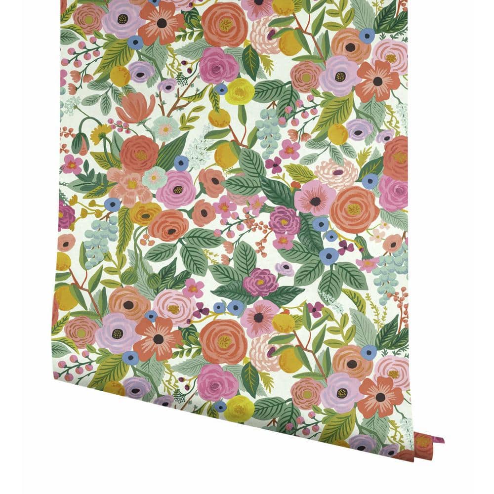 Floral Garden Party Peel and Stick Wallpaper Roll in Multicolor