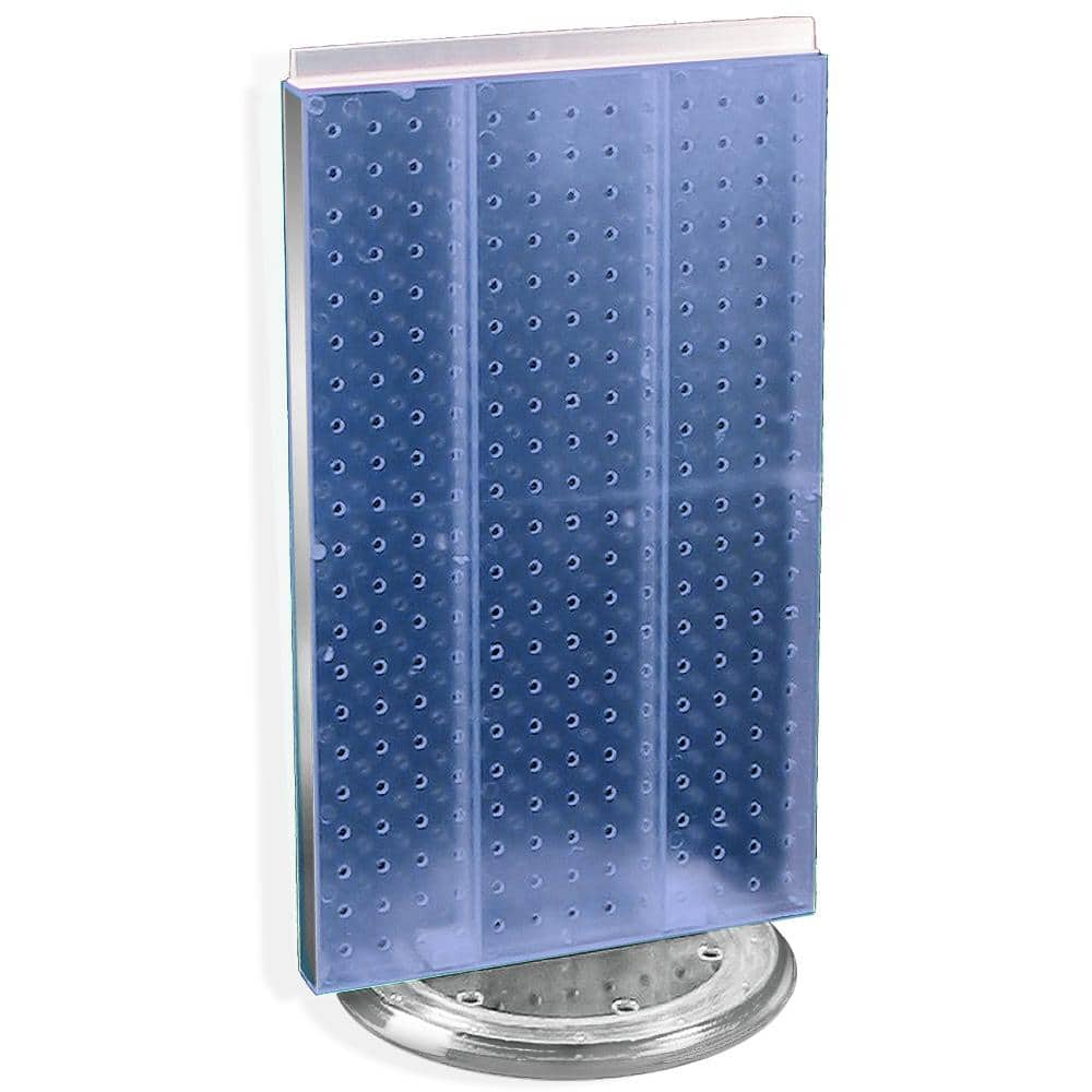 Blue Translucent Plastic Revolving Pegboard Counter Display, 22"H x 13.5"W
