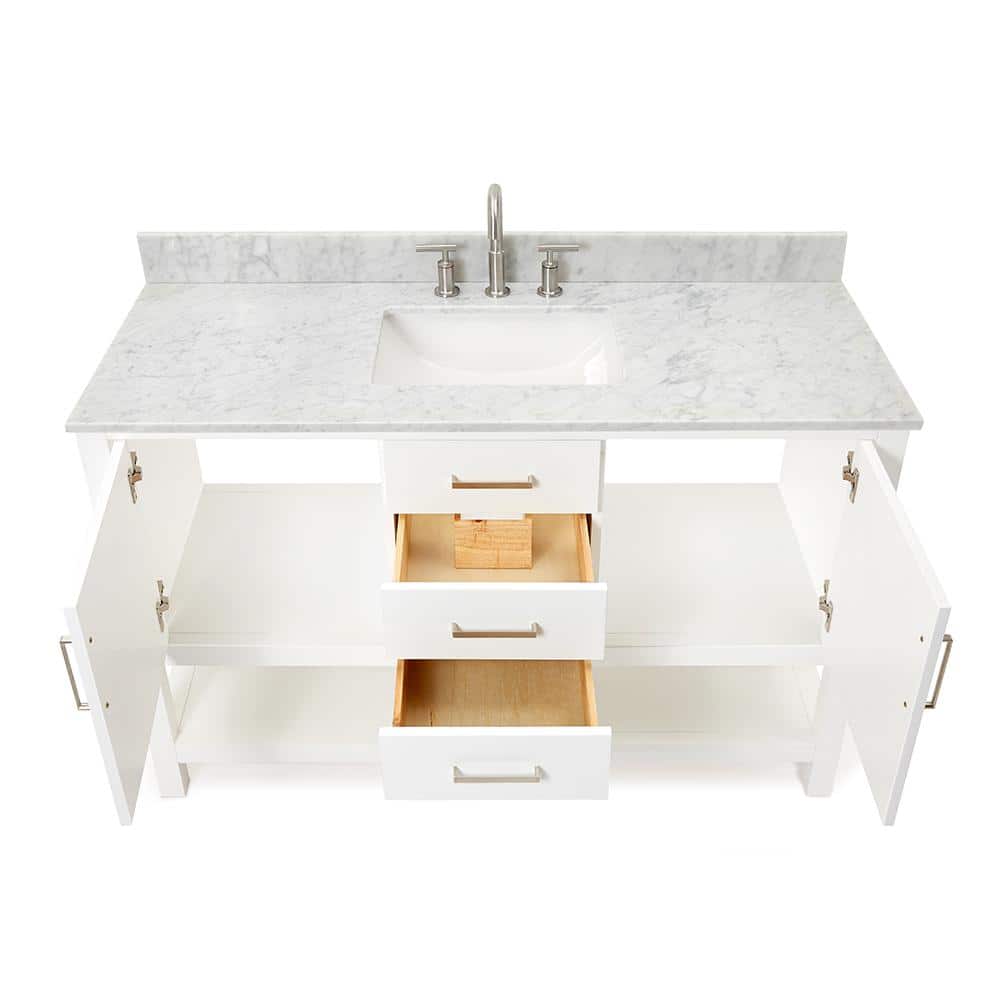 Bayhill 55'' White Solid Wood Freestanding Vanity