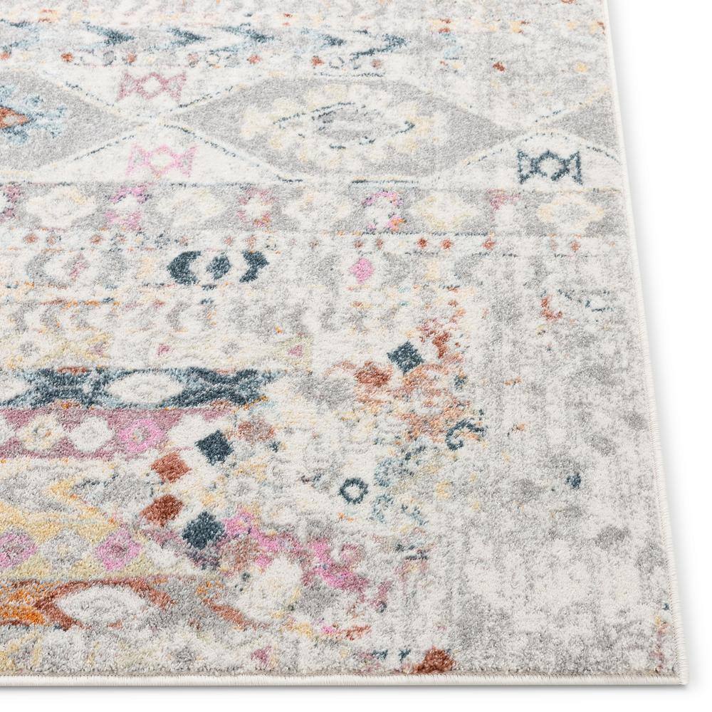 Ivory and Multicolor Synthetic Reversible Rectangular Area Rug