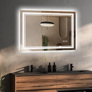 Front Light and Backlit Mirror 32 in. W x 24 in. H Rectangular Frameless Anti-Fog Lighted Wall Bathroom Vanity Mirror