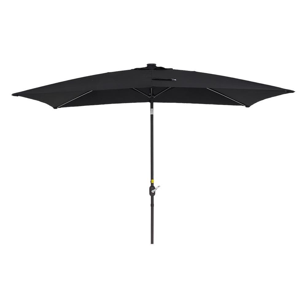 10 ft. x 7 ft. Outdoor Market Solar Tilt Patio Umbrella in Black with Crank