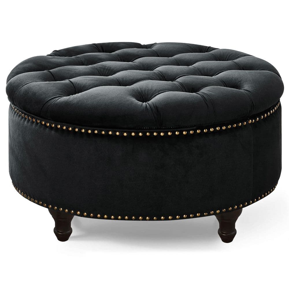 HOMCOM Black Modern Upholstered Ottoman Footrest 02-0239 - The Home Depot