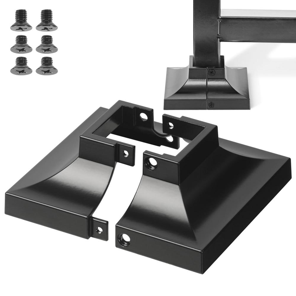 1.5 x 1.5 in. Black Matal Exterior Stair Part Handrail Fitting, Aluminum Al