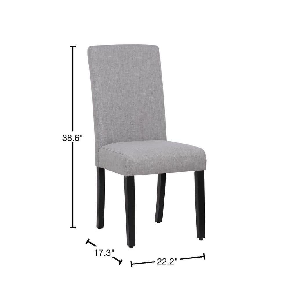 High Gray Upholstered Parsons Side Chair with Linen and Wood