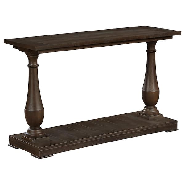 Coaster 48 in. Coffee Rectangular Wood Top Console Table with Floor Shelf