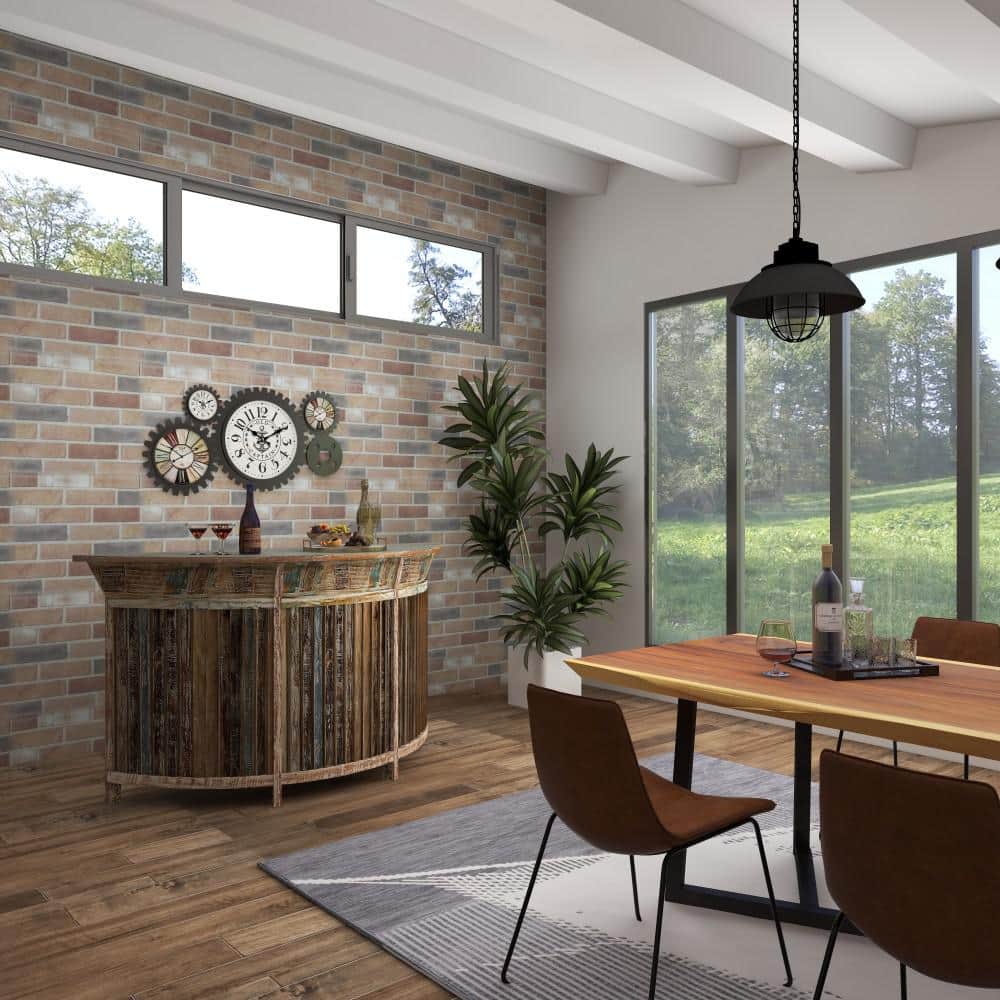 Rustic Brown Reclaimed Wood Semi-Circle Bar with Storage