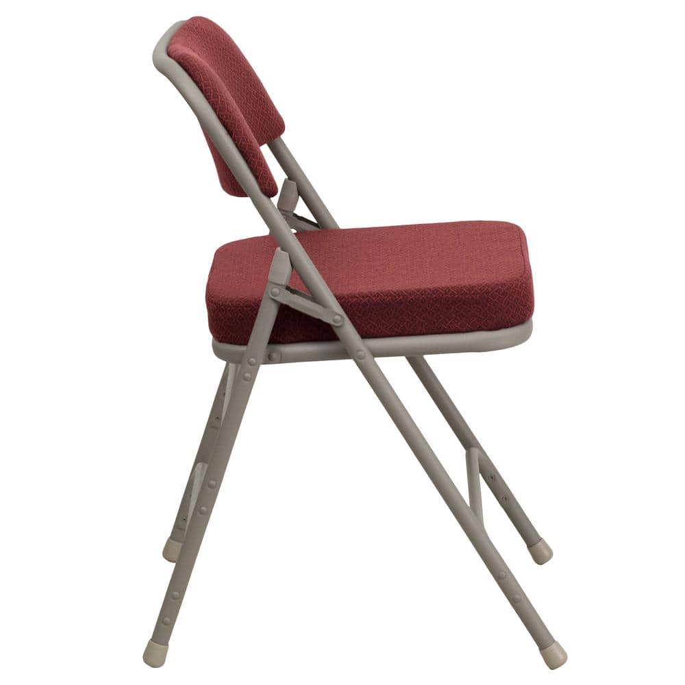 Hercules Series Burgundy Fabric Metal Folding Chair with Adjustable Height