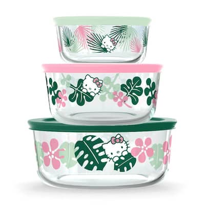 6-Piece Glass Food Storage Set: Hello Kitty, Ribbons and Bows