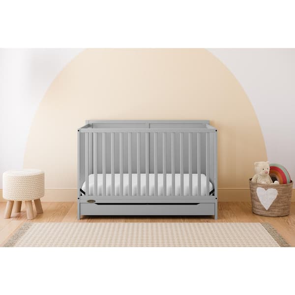Melrose Pebble Gray 5-in-1 Convertible Crib with Drawer