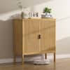 VEIKOUS Yellow Bamboo 31.4 in. W Accent Cabinet Office Storage Cabinet Sideboard with Fluted Doors HP0404-06-S1