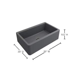 Arona Concrete Gray Granite Composite 33 in. Single Bowl Farmhouse Apron-Front WS Kitchen Sink with Acc. & Faucet