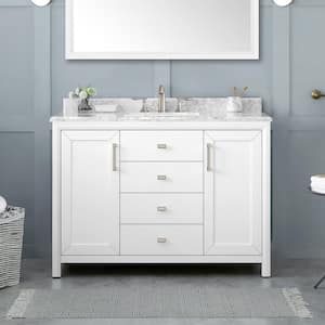 Rockleigh 48 in. W x 22 in. D x 34 in. H Single Sink Bath Vanity in White with Carrara Marble Top