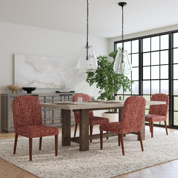 Rounded Back Upholstered Rust Chenille Woven (Single)