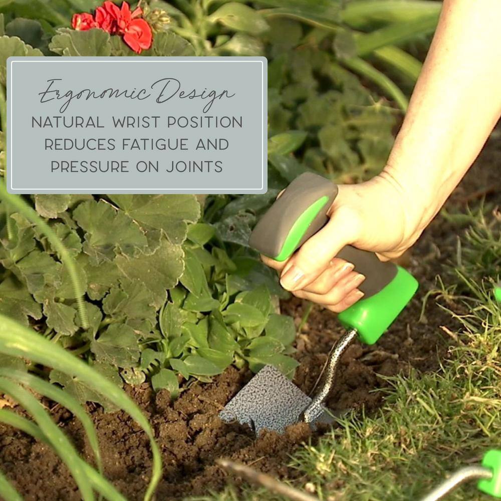 Ergonomic Green and Gray 3-Piece Garden Tool Set