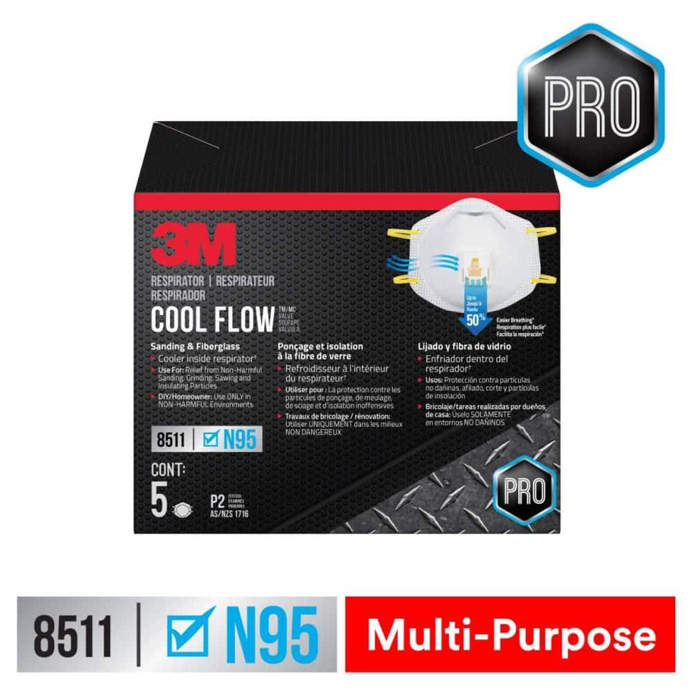 8511 N95 Sanding and Fiberglass Disposable Respirator with Cool Flow Valve 