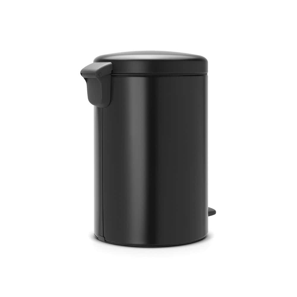 Matte Black Steel Step-On Trash Can with Soft Closure Lid