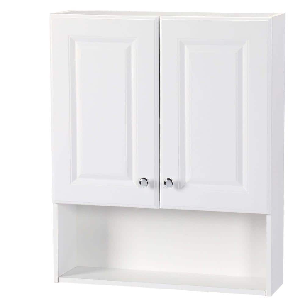 Glacier Bay 23 In W X 28 In H X 6 1 2 In D Bathroom Storage Wall Cabinet With Shelf In White Ttdm Wh The Home Depot