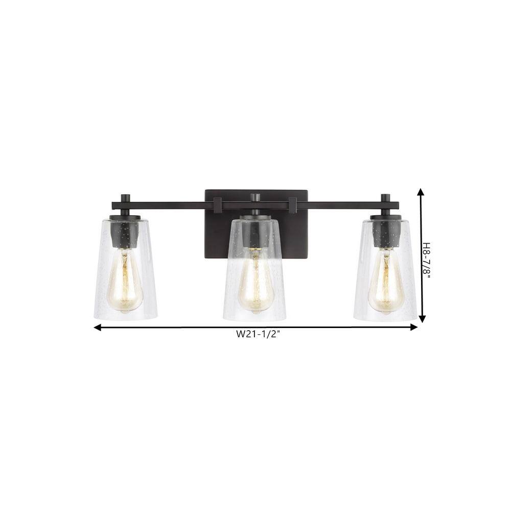 Elegant Seeded Glass 3-Light Bath Vanity in Oil-Rubbed Bronze