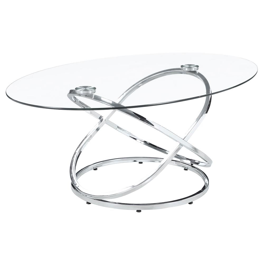 Ecliptic Chrome & Glass Oval Coffee Table Set