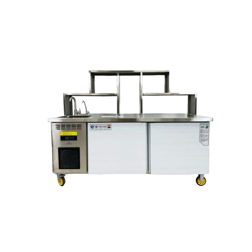 Commercial 72 in Bar Bubble Tea WorkStation Refrigerator Milk Tea Workbench