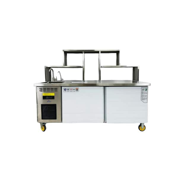 Commercial 72 in Bar Bubble Tea WorkStation Refrigerator Milk Tea Workbench